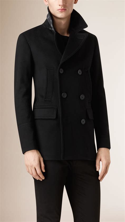 burberry peacoat black|burberry cashmere coat men's.